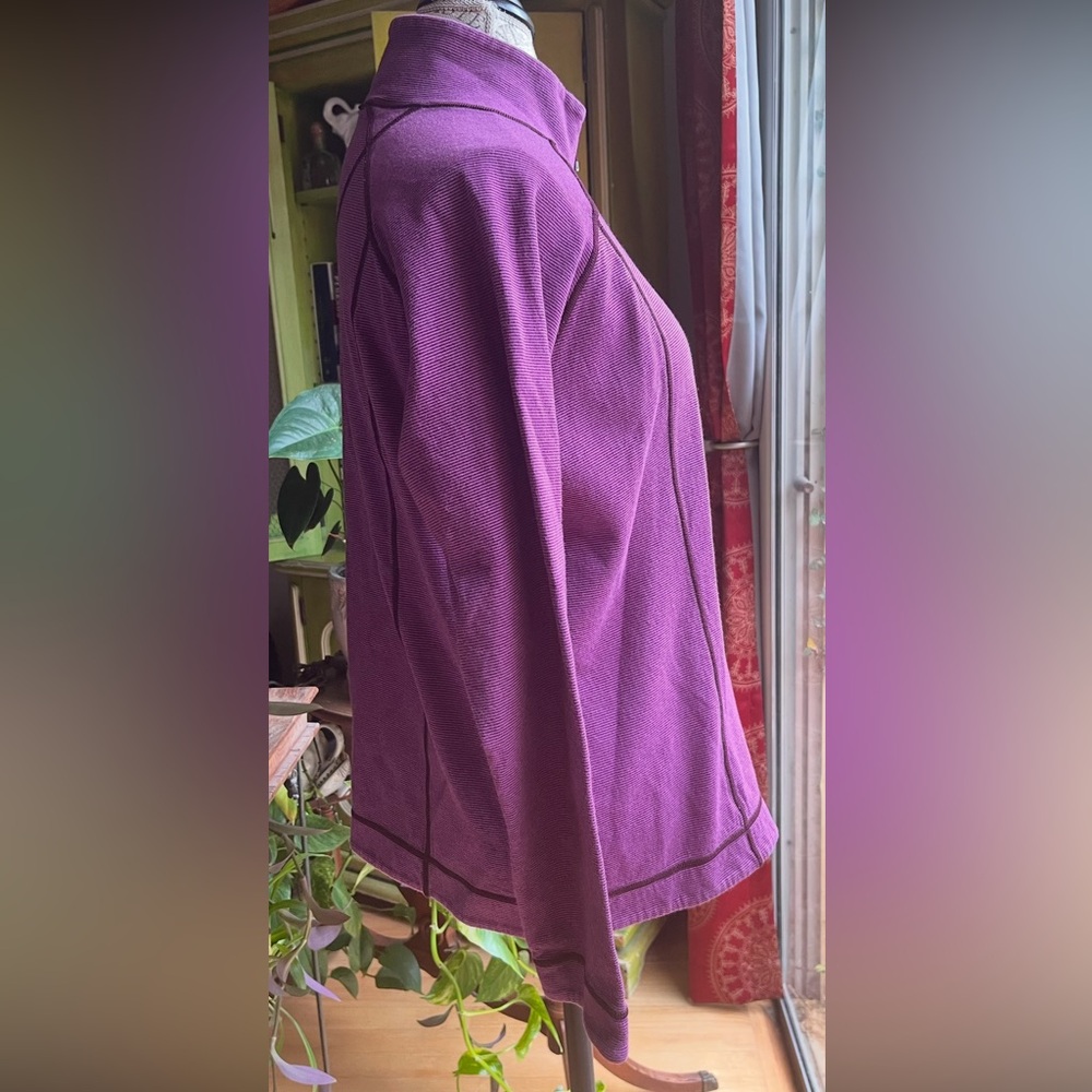 Reversible Purple Striped to Plain Flip Zip Jacket Well-Engineered Sz S / M - Picture 2 of 11